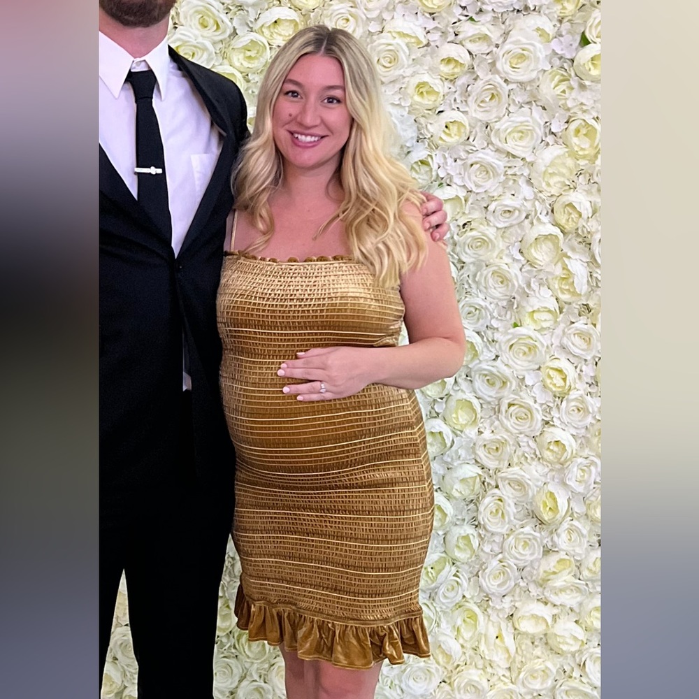 Gold Smocked Dress with Tie Straps